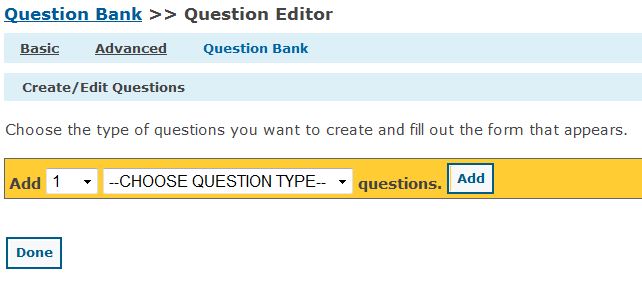 create new questions choice box